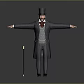Man In Formal Tailcoat With Top Hat Cane And Arms Outstretched Pose