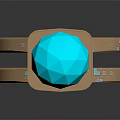 Elegant Ring With Blue Gemstone On Top And Intricate Metallic Band With Small Blue Accents