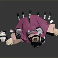 Anime Style Girl With Pigtails In Pink Top Playing With Panda Plush Toy
