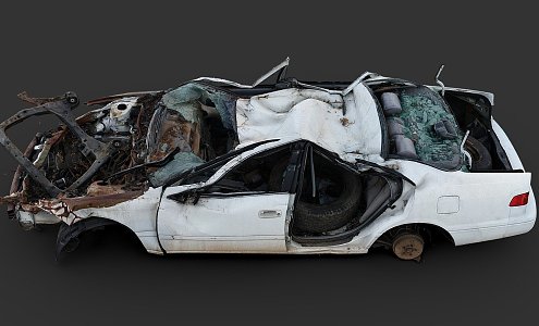 a squashed car 3d model