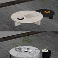 Modern Round Coffee Table Design with Notebook Oranges and Vase on Textured Carpet 3d model