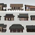 Traditional Wooden House Models With Various Architectural Designs And Roof Styles