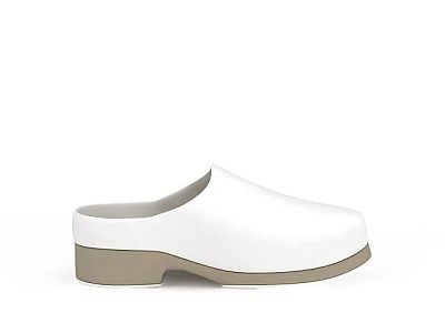 Fashionable White Clogs With Sturdy Brown Sole Perfect For Daily Wear 3d model