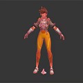 Game Movie Character With Brown Spiky Hair Orange Tights Gray Armor White Gloves And Mechanical Gear