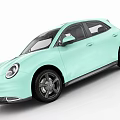 Light Green Stylish Compact Car Featuring Modern Rounded Design And Black Wheels 3d model