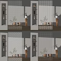 Modern Home Interior Partition Design With Glass Brick And Decorative Shelves