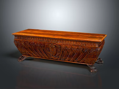 Vintage Wooden Entryway Cabinet Sideboard With Carved Details And Decorative Legs 3d model
