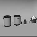 Modern Kitchen Utensils Collection With Thermos Trash Bins Knife Block And Cups