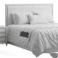 Modern Light Colored Bed with Headboard Soft Pillows Quilt and Nightstand