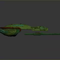 Green Sci Fi Spaceship 3D Model With Red Ring Structure And Detailed Design