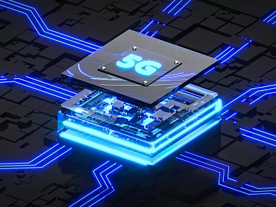 High Tech 5G Industrial Equipment With Integrated Chip And Circuit Board Components Featuring Blue Light Technology 3d model