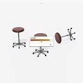 Brown Upholstered Bar Stools With Metal Frames And Swivel Wheels 3d model