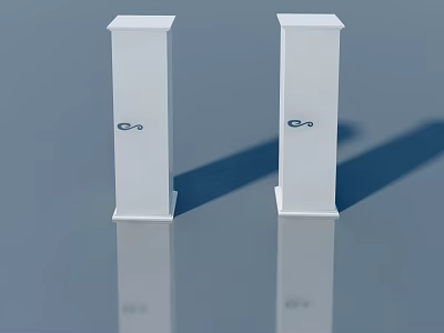 White Modern Swing Doors With Sleek Design And Reflective Floor Surface 3d model