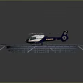 Circular Police Helicopter Landing Pad With Blue Yellow White Markings And Metal Staircases