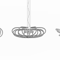 Colorful Yellow Green Blue Chandeliers with Circular Ring Design and Illuminated Bulbs