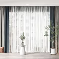 Modern Curtain Fabric Window Screen Curtain 3d model