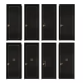 Modern Black Hinged Doors Featuring Brass Handles And Sleek Design 3d model