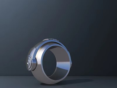 Modern Silver Faucet with Ring Shape Smooth Surface and Control Knob Design 3d model