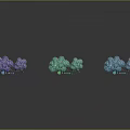 Colorful Cartoon Scene With Purple Green Blue Trees And Small Decorative Elements
