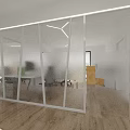 Bright Modern Public Office Space With Glass Partitions Wooden Flooring And Desks