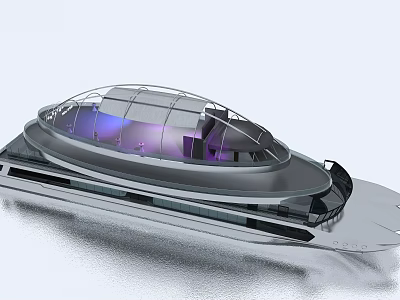 Modern Ship With Transparent Dome Purple Lighting And Sleek Design 3d model