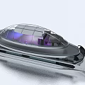 Modern Ship With Transparent Dome Purple Lighting And Sleek Design 3d model