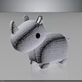 Cute White Rhino Stuffed Toy With Soft Fabric And Black Eyes Design