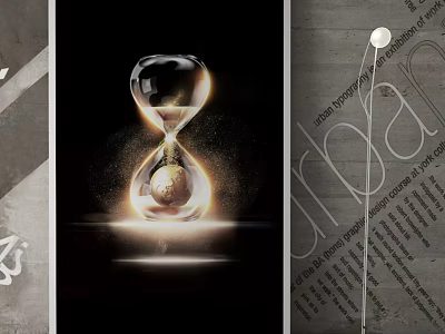 Stunning Urban Hourglass Design With Globe And Flowing Sand Particles 3d model