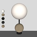 Modern Table Lamp With White Spherical Lampshade Wooden Base And Colored Options