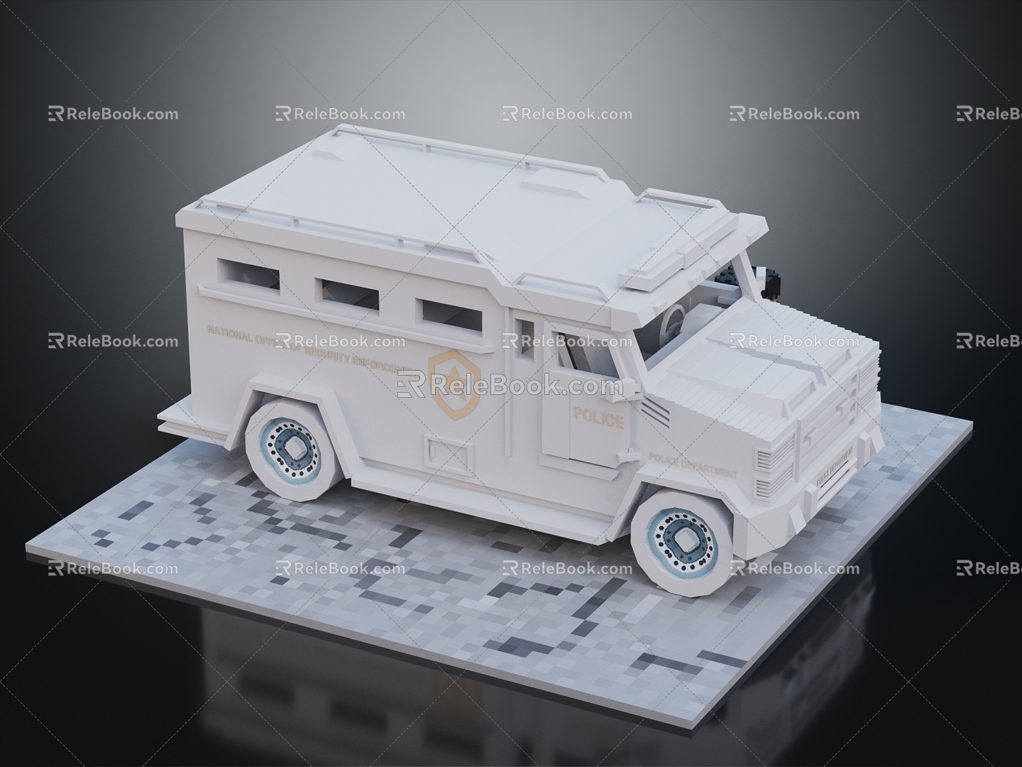 Modern toy car pixel car square car 3d model