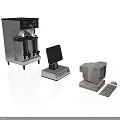 Electronic Appliances Display Featuring Coffee Machine Monitor Computer Tower And Keyboard