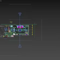 Hanging Potted Plants And Large Greenery On Orange Wall With Wooden Shelves And White Refrigerator