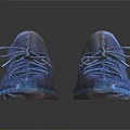 Blue Knit Sports Sneakers With Blue Laces Modern Design And Transparent Blue Sole