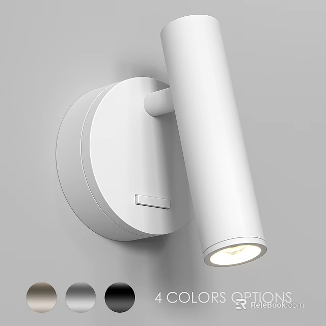 Modern White Wall Sconce with Sleek Cylindrical Design Illuminated on Gray Wall 3d model