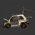 Worn Out Modified Vehicle With Open Engine Compartment Antenna And Rusty Tires 3d model