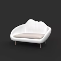 White Cloud Shaped Two Seater Sofa With Light Colored Cushion And Wooden Legs
