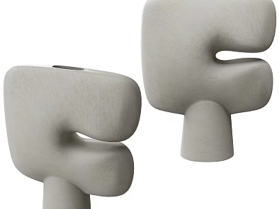 Decorative Ornament Set with Modern Abstract White Textured Sculptures for Home Decor 3d model