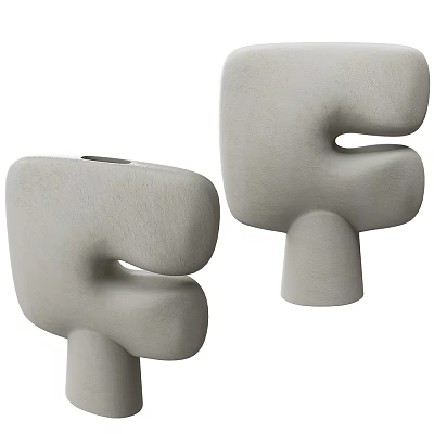 Decorative Ornament Set with Modern Abstract White Textured Sculptures for Home Decor 3d model