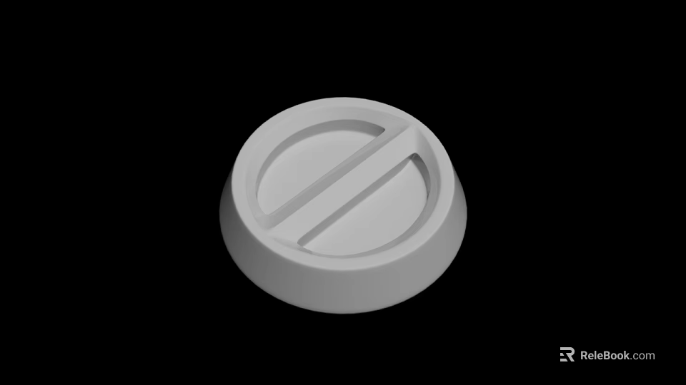 White Circular Plastic Lid Design With Horizontal Groove And Smooth Surface 3d model 