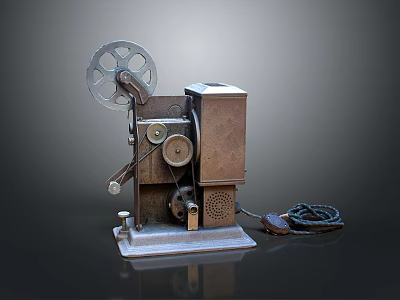 Vintage Computer Equipment With Mechanical Gears Metallic Casing And Wired Design 3d model
