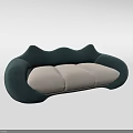 Three Seater Sofa With Teal Curved Frame And Cream Cushions Modern Design