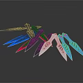 Colorful Throwing Knives With Blue Pink White Blades And Hollow Out Patterns