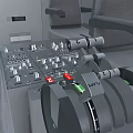 Modern Aircraft Cockpit Interior With Dashboard Controls And Pilot Seats