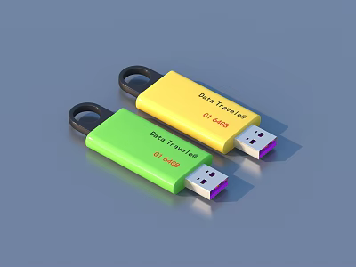 Colorful 64GB Data Traveler USB Drives as Practical Daily Life Accessories 3d model