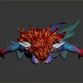 Fantasy Female Character With Red Hair Blue Pink Outfit And Ornamental Headpiece