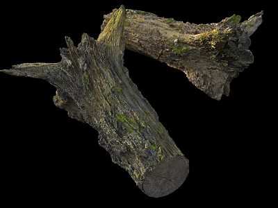 Natural Stone Wood Logs With Mossy Texture And Rustic Tree Stump Design 3d model