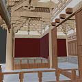 Traditional Chinese Ancient Architecture With Tiled Roof Overhanging Eaves Wooden Doors And Stone Steps
