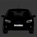 Black Sporty Hatchback With Sleek Design And Headlights On Dark Reflective Background