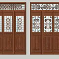 Chinese-style double doors and windows 3d model