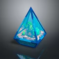 Pyramid Shaped Transparent Container as Display Device with Micro Ecosystem and Green Plants